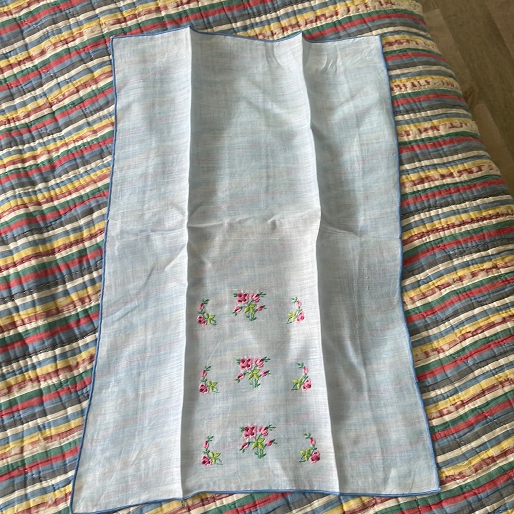 Vintage Tea Towel or Handkerchief with Embroidery - Excellent Condition